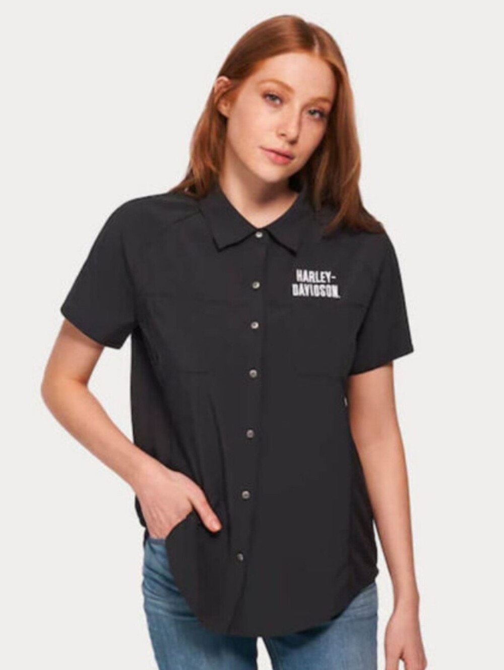 Harley Davidson Womens Large Pivot Performance Black Shirt Coolcore Mesh Sides